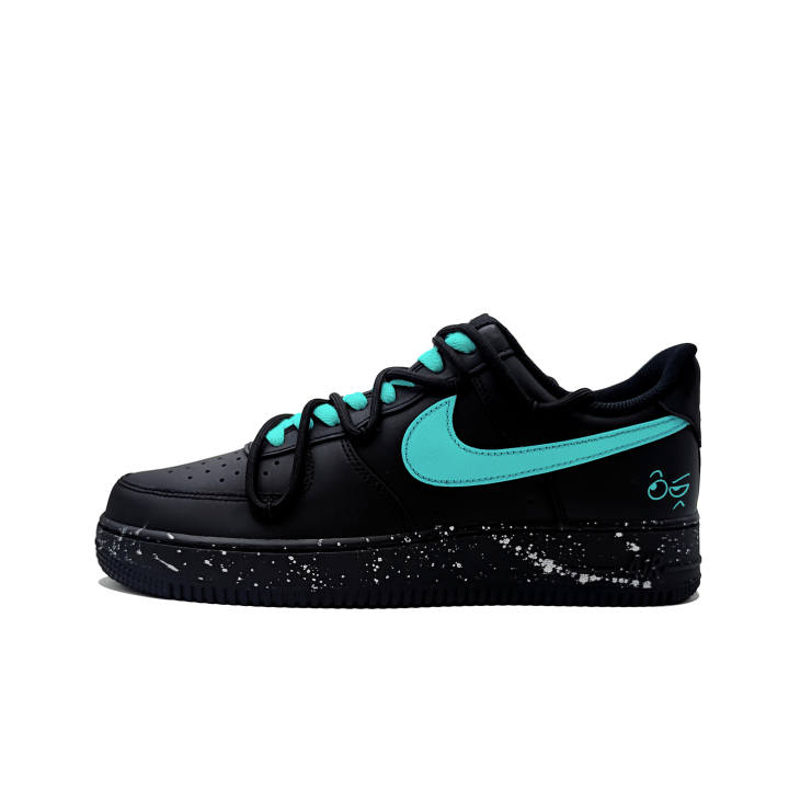 Nike Nike Air Force 1 Skateboard Shoes Unisex Low Top Black Cyan Colorway
