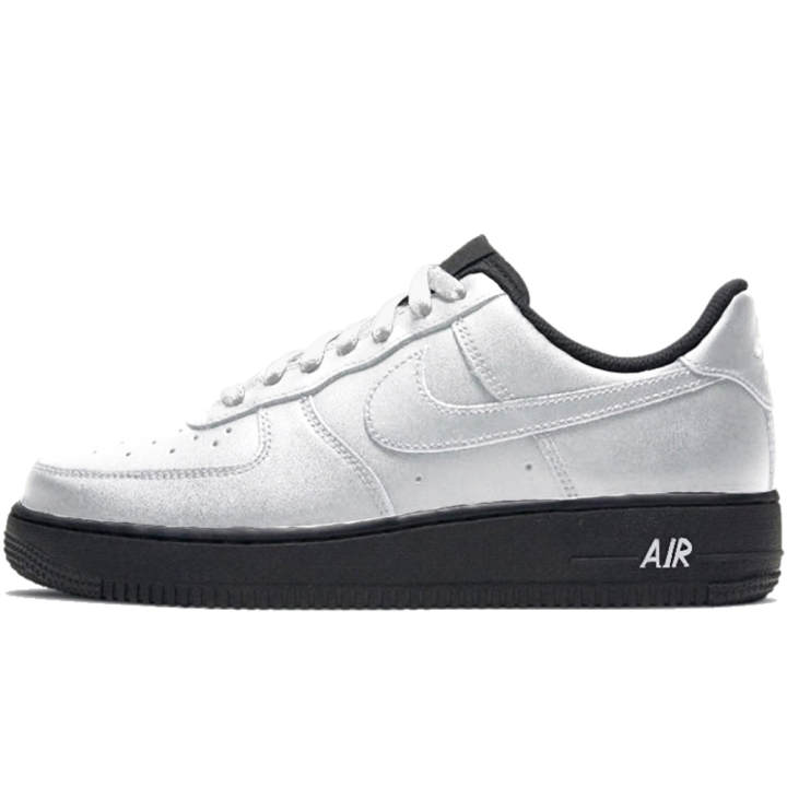 Nike Nike Air Force 1 Slip Resistant Abrasion Resistant Low top Skateboard Shoes Unisex Black Silver