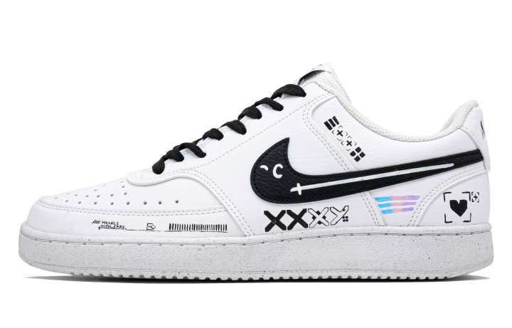 Nike Nike Court Vision Low CSGO Print Collection 2.0 Low top Skateboard Shoes Unisex Black White