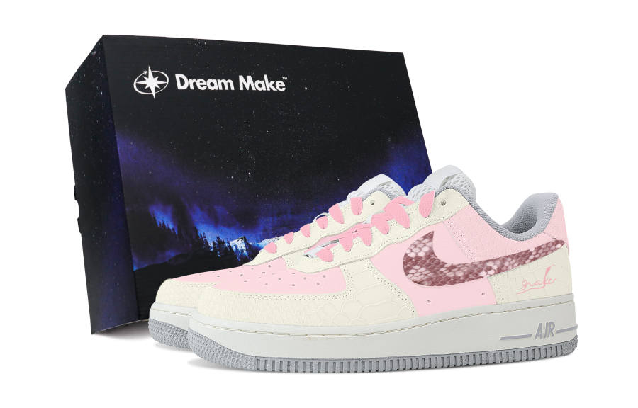 Nike Nike Air Force 1 Inferno Black Box Anti-Slip Wear-Resistant Low-Top Skateboard Shoes Women's Pink Yellow