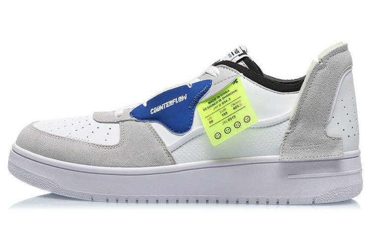 Li-Ning Li Ning CF Deconstruction Slip Resistant Abrasion Resistant Low top Skateboard Shoes Men's White Gray Black