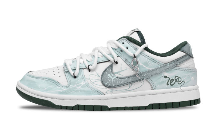 Nike Nike Dunk Blue And White Snake Chain Slip Resistant, Lightweight, And Breathable Low top Skateboard Shoes Unisex