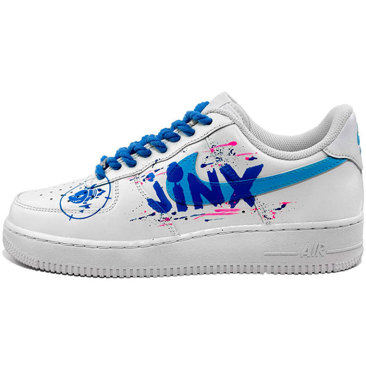 Nike Nike Air Force 1 Coverage Slip Resistant And Abrasion Resistant Low top Skateboard Shoes Unisex White Blue Pink