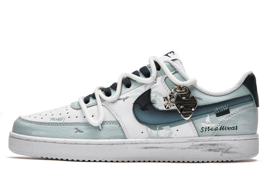Nike Nike Court Vision 1 M ONE Island Breeze Low top Skateboard Shoes Men's White Blue