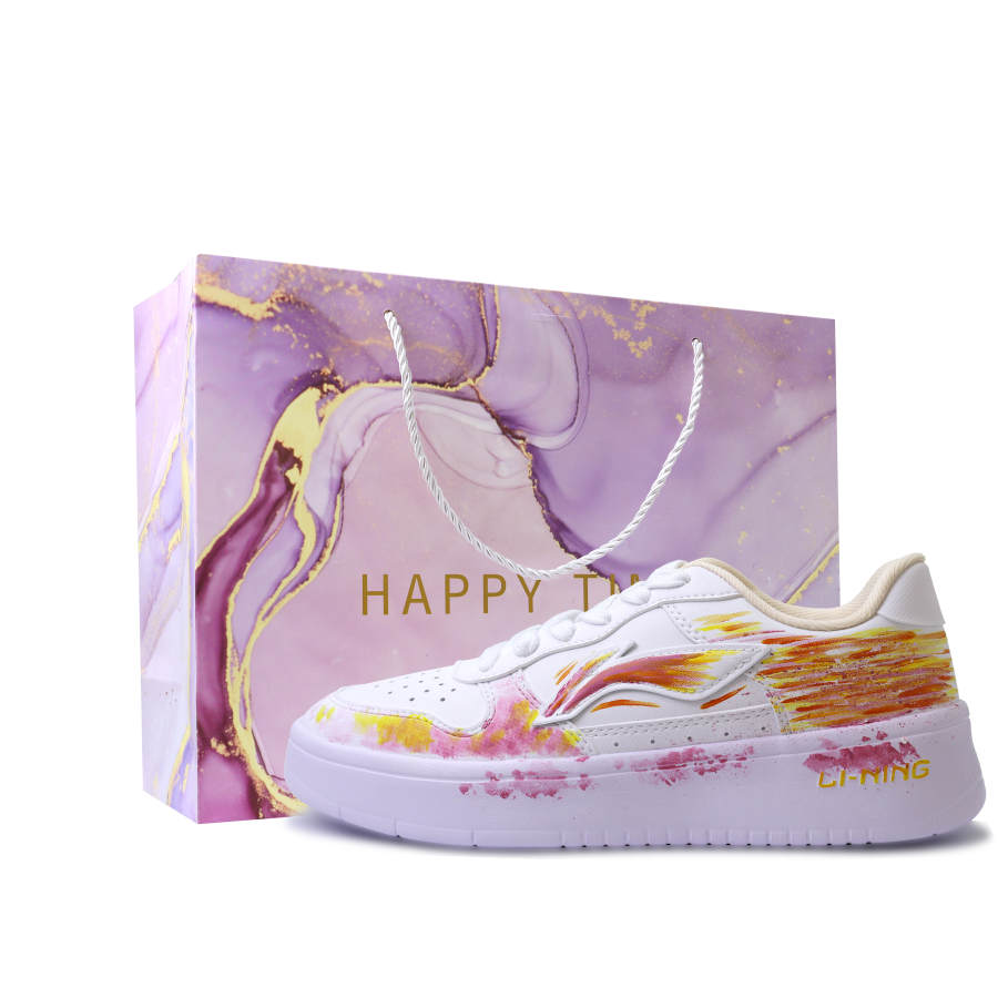 Li-Ning Li Ning Floating Boat Abrasion Resistant, Lightweight, And Breathable Low top Skateboard Shoes Unisex Pink Yellow