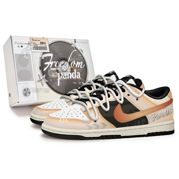Nike Nike Dunk Freedom Panda, Box, Orange Shadow Slip Resistant Abrasion Resistant Low top Skateboard Shoes Unisex