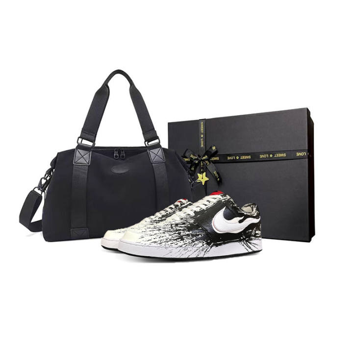 Nike Nike Court Vision 1 Tower Rabbit Leather Cushioning, Wear Resistant Low top Skateboard Shoes Men's Black White
