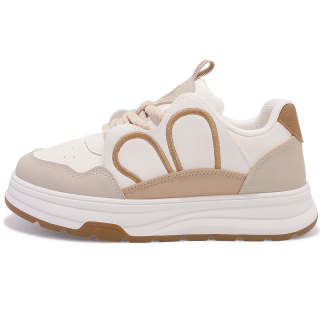 JIONGSEN Slip Resistant Abrasion Resistant Low top Skateboard Shoes Women's Beige Khaki