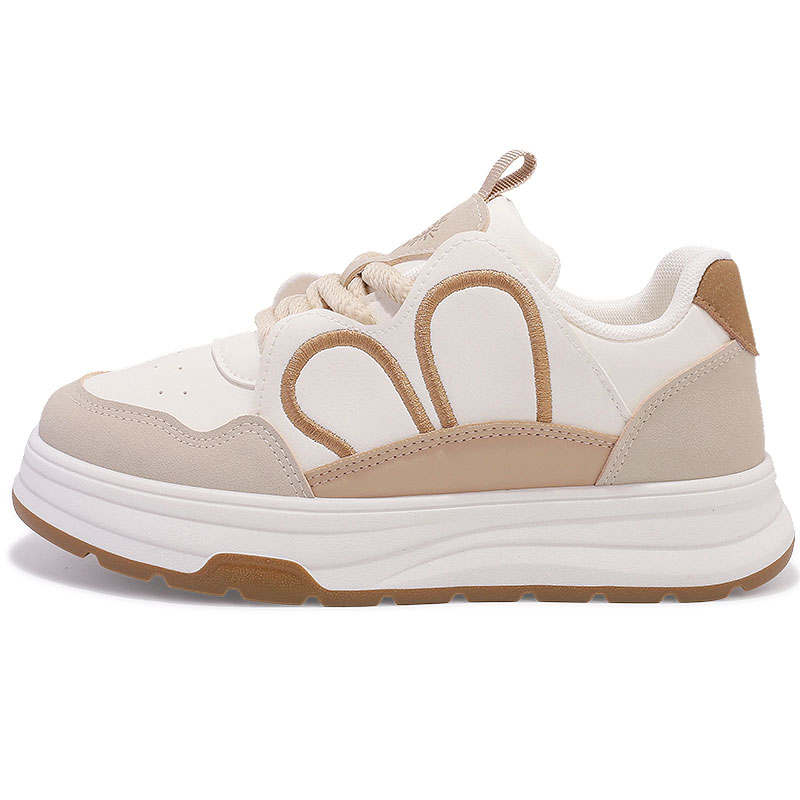 JIONGSEN Slip Resistant Abrasion Resistant Low top Skateboard Shoes Women's Beige Khaki