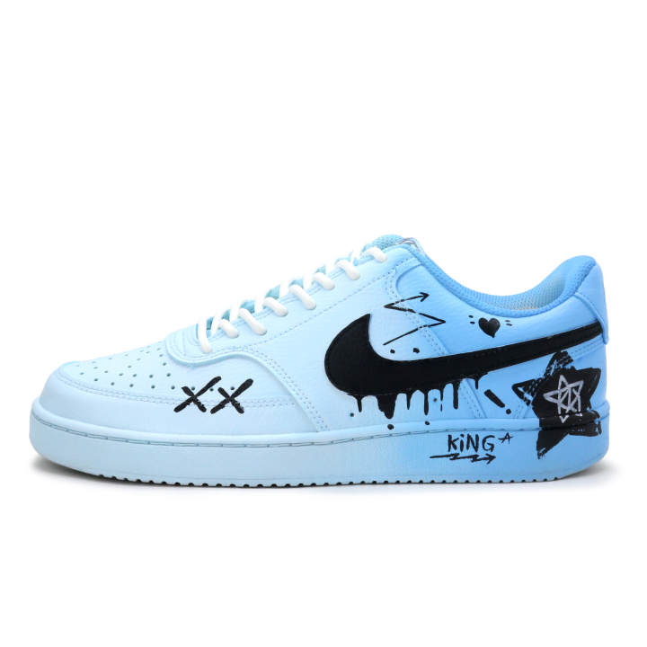 Nike Nike Court Vision 1 Abrasion Resistant Lightweight Breathable Low top Skateboard Shoes Unisex Blue Black