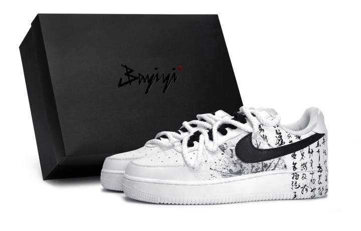 Nike Nike Air Force 1 Slip Resistant Abrasion Resistant Low top Skateboard Shoes Unisex Black White