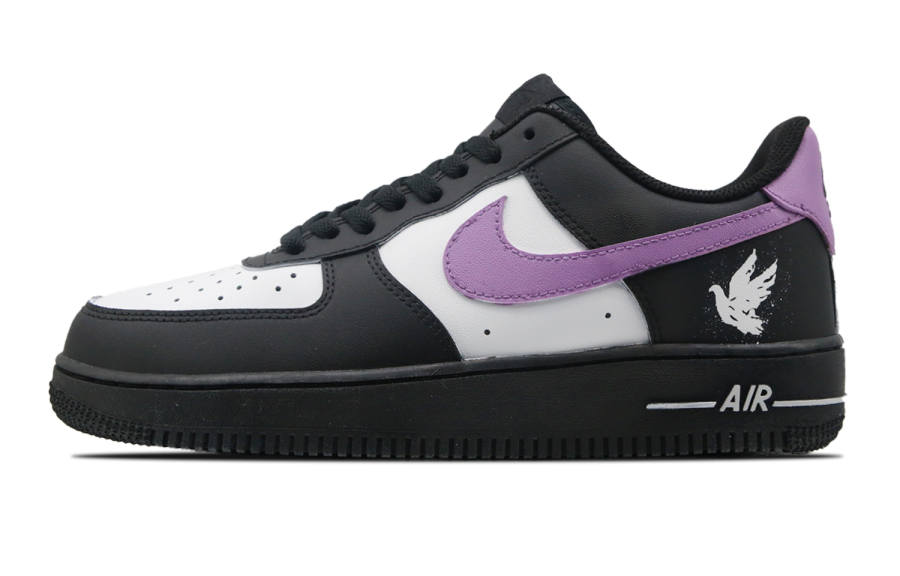 Nike Nike Air Force 1 Purple Dove Slip Resistant Abrasion Resistant Low top Skateboard Shoes Men's Black Purple