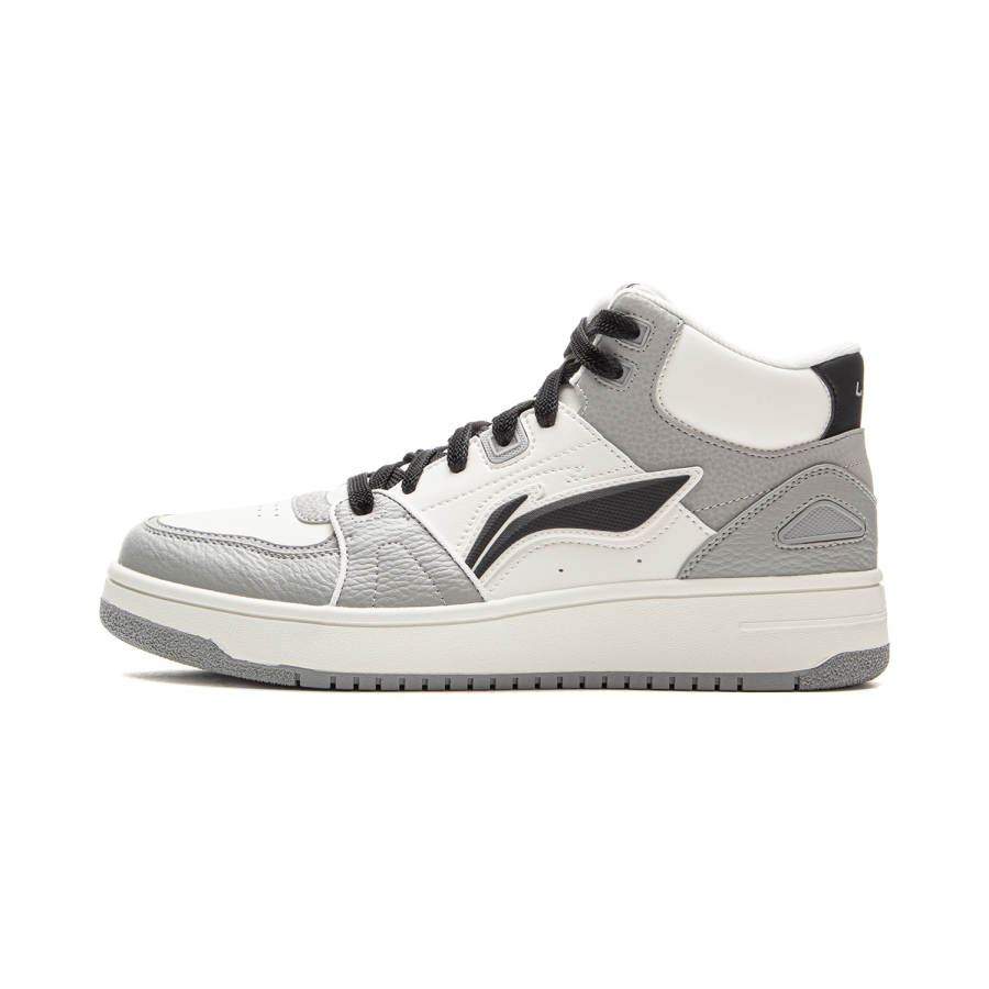 Li-Ning Li Ning Tianji HI Cushioning Slip Resistant Height Increasing Mid top Skateboard Shoes Men's Light Gray