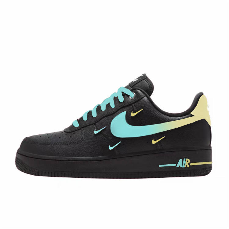 Nike Nike Air Force 1 Abrasion Resistant Low top Skateboard Shoes Women's Black Blue Yellow