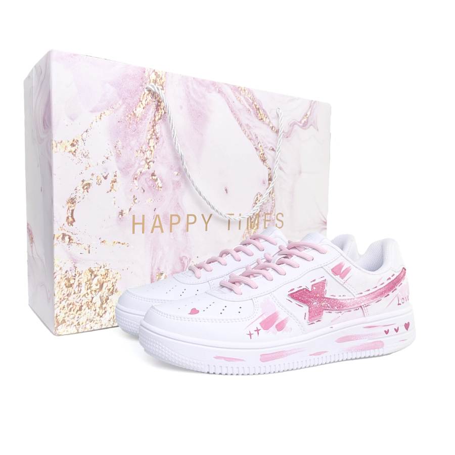 XTEP Air Force 1 Slip Resistant Cushioning Lightweight Low top Skateboard Shoes Women's White Pink