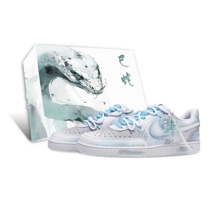 Nike Nike Court Vision 1 Slip Resistant Abrasion Resistant Low top Skateboard Shoes Men's White Blue