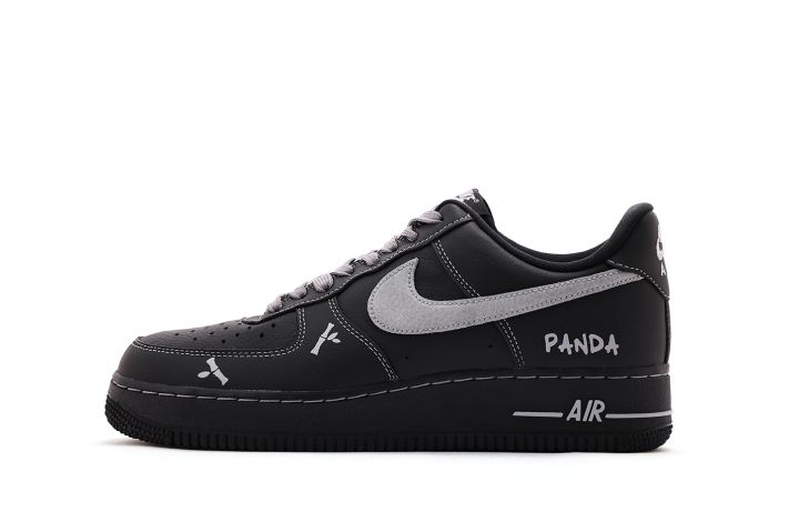 Nike Nike Air Force 1 Coverage Cushioning Low top Skateboard Shoes Unisex Black Gray