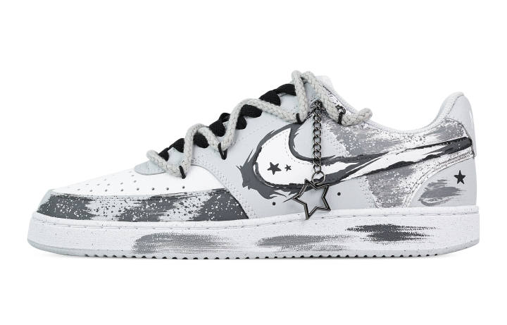 Nike Nike Court Vision Hidden Ink And Deep Ink Abrasion Resistant Low top Skateboard Shoes Men's White Gray