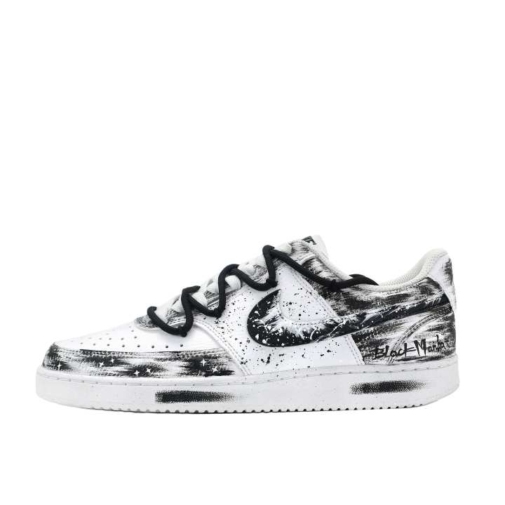 Nike Nike Court Vision 1 Ethereal Shadow Star Trace Abrasion Resistant Low top Skateboard Shoes Unisex Black White