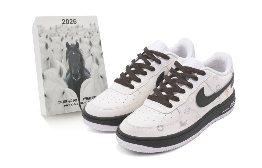 Nike Nike Air Force 1 Abrasion Resistant Low top Skateboard Shoes Unisex Beige Black