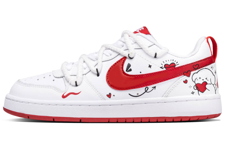 Nike Nike Court Borough 2 Heart Puppy Synthetic Leather Abrasion Resistant Abrasion Resistant Low top Skateboard Shoes