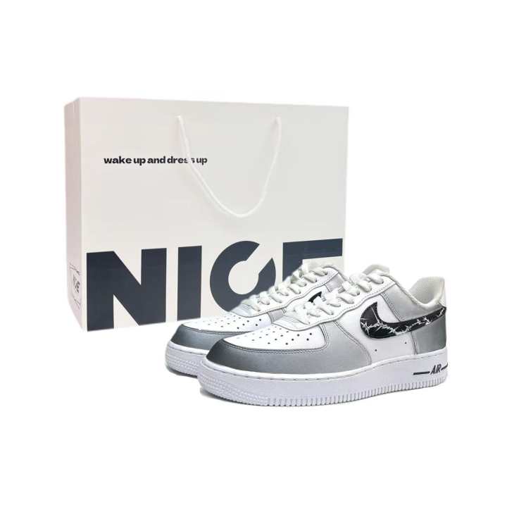 Nike Nike Air Force 1 Night Star Thorn Abrasion Resistant Abrasion Resistant Low top Skateboard Shoes Unisex Silver Gray