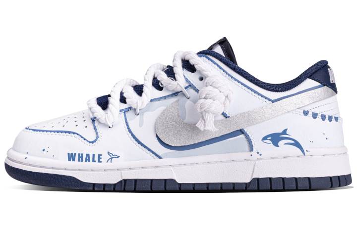 Nike Nike Dunk Whale Fall Abrasion Resistant Low top Skateboard Shoes Unisex White Blue