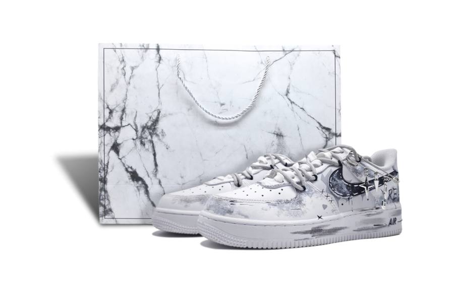 Nike Nike Air Force 1 Nightmare Phantom Slip Resistant Abrasion Resistant Low top Skateboard Shoes Unisex Black White