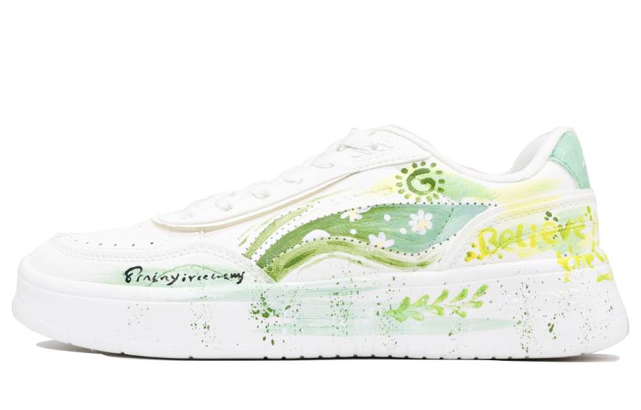 Li-Ning Li Ning Sourdough Coverage Slip Resistant And Abrasion Resistant Low top Skateboard Shoes Women's White Green