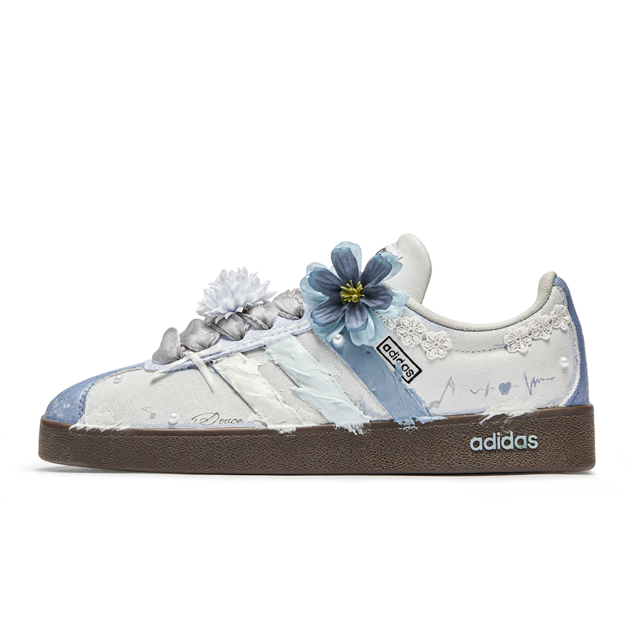 Adidas Neo VL Court Lifestyle WuJie, Cheese Sweetheart Cushioning Low top Skateboard Shoes Unisex Blue Brown