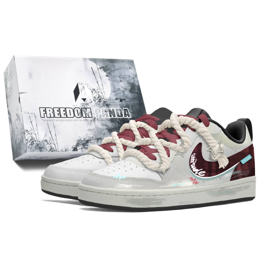 Nike Nike Court Borough Low 2 Slip Resistant Abrasion Resistant Low top Skateboard Shoes GS Red White