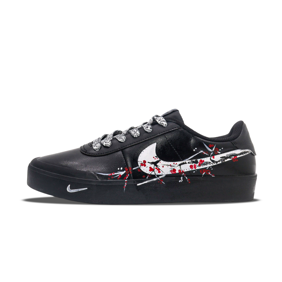Nike Nike Court Shot A Branch Of Plum Blossom Leather Cushioning Low top Skateboard Shoes Men's Red White Black