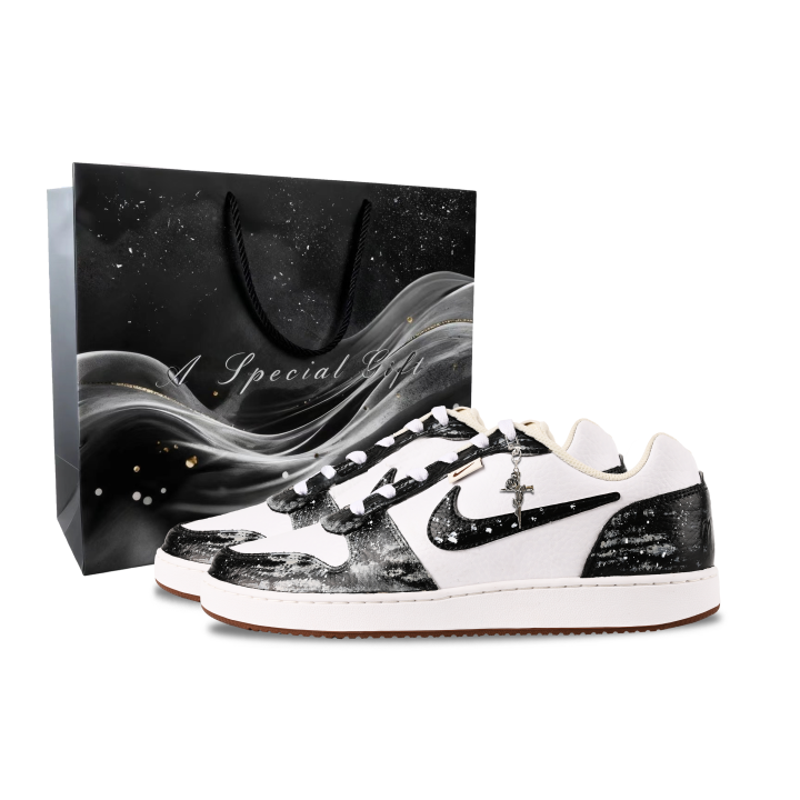 Nike Nike EBERNON Ink Chain Nebula Abrasion Resistant Low top Skateboard Shoes Men's Black