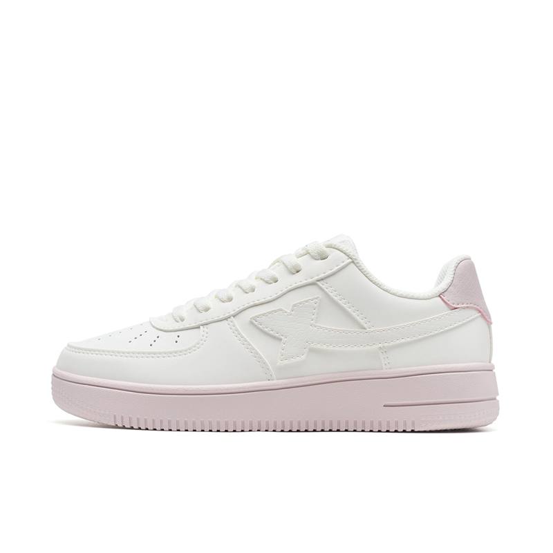 XTEP Air Force 1 Slip Resistant Lightweight Height Increasing Low top Skateboard Shoes Women's Sail White/Light Pink