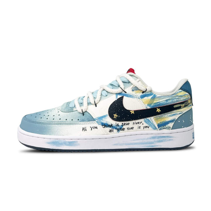 Nike Nike Court Vision 1 Dreamy Starry Sky Coverage Low top Skateboard Shoes Men's Blue