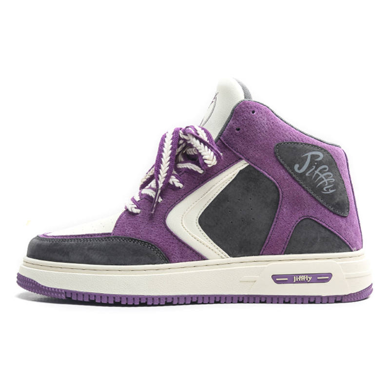 Jifffly Skateboard Shoes Unisex High Top Purple Gray