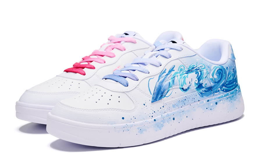 Li-Ning Li Ning Floating Boat Slip Resistant, Abrasion Resistant, Breathable Low top Skateboard Shoes Men's Blue Red Mismatched