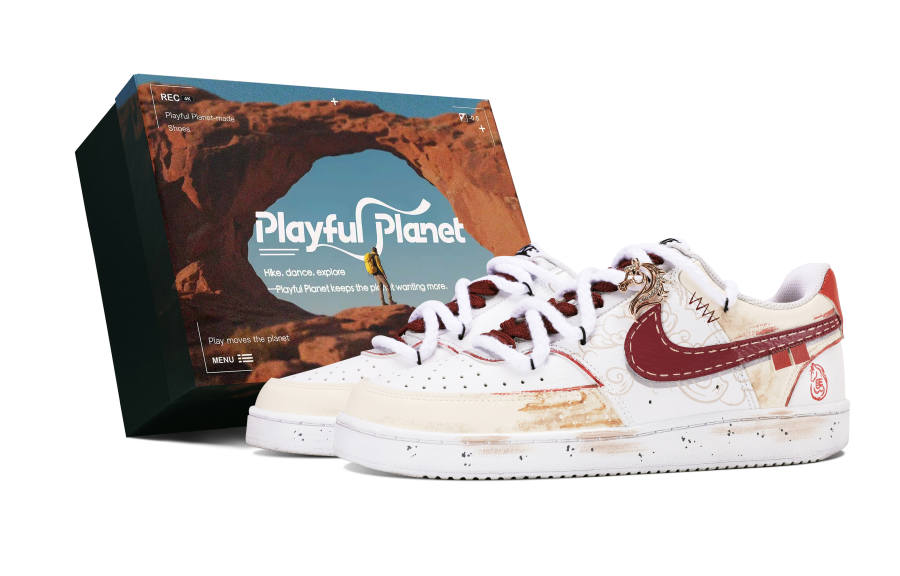 Nike Nike Court Vision 1 Abrasion Resistant Low top Skateboard Shoes Women's White Red Gold