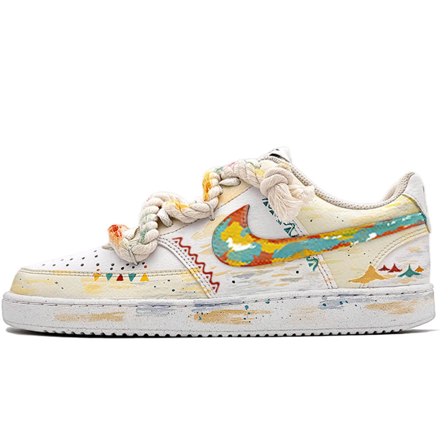 Nike Nike Court Vision 1 Clash Of Clans Abrasion Resistant Abrasion Resistant Low top Skateboard Shoes Men's White Yellow