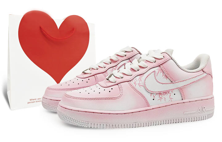 Nike Nike Air Force 1 Slip Resistant Abrasion Resistant Low top Skateboard Shoes Unisex Pink White