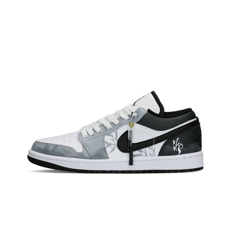 Jordan Jordan Air Jordan 1 Abrasion Resistant Low top Skateboard Shoes Unisex Black White Gray
