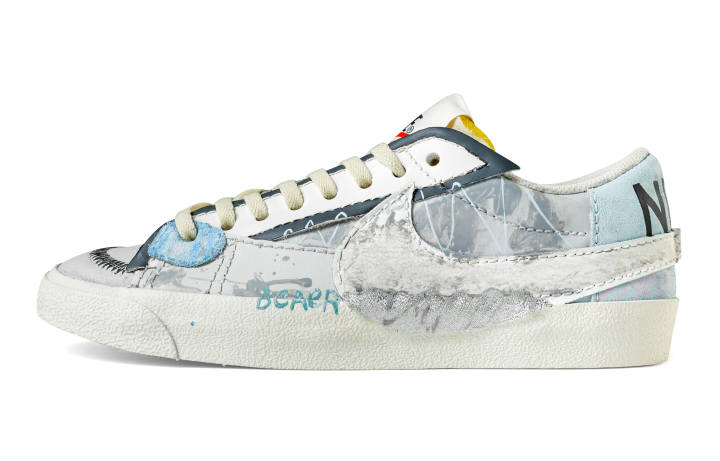 Nike Nike Blazer Beach Traceability Leather Slip Resistant Slip Resistant Low top Skateboard Shoes Men's Light Gray