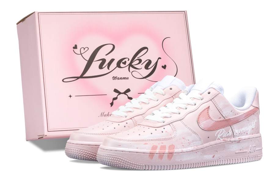 Nike Nike Air Force 1 Peach Oolong Slip Resistant Abrasion Resistant Low top Skateboard Shoes Women's Pink White