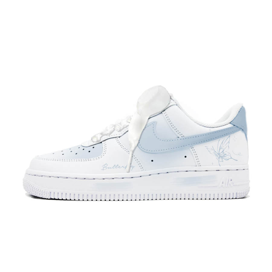 Nike Nike Air Force 1 Blue Flash Butterfly Slip Resistant Abrasion Resistant Low top Skateboard Shoes Women's Blue
