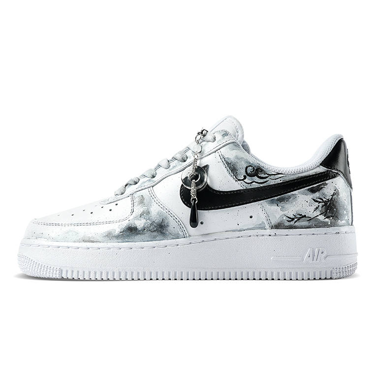Nike Nike Air Force 1 Cow Leather Abrasion Resistant Abrasion Resistant Low top Skateboard Shoes Men's Black White