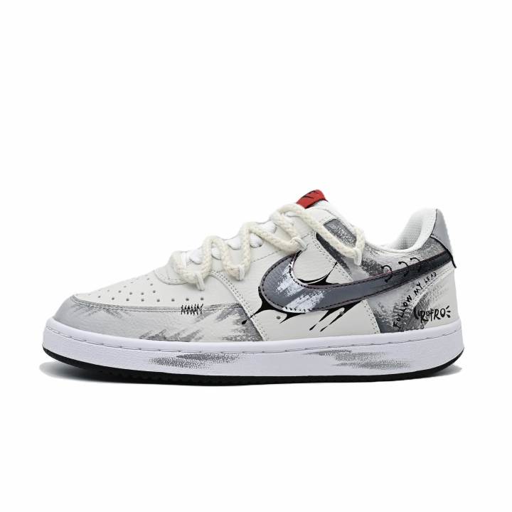 Nike Nike Court Vision 1 Gray Video Recording Synthetic Leather Slip Resistant Abrasion Resistant