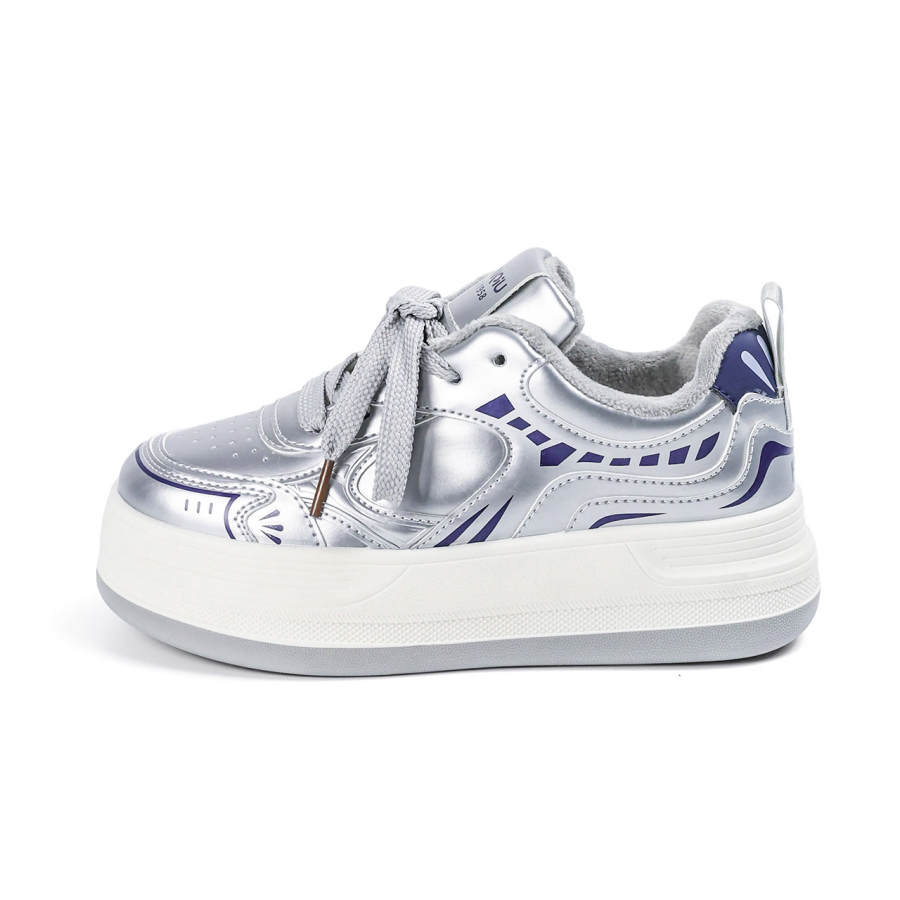 HUANQIU Winter Fleece Lined, Fashion Versatile Thermal Height Increasing Casual Skate Shoes Women's