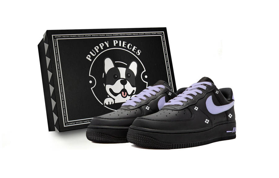 Nike Nike Air Force 1 Berry Heart Taro, Special Shoe Box Slip Resistant Low top Skateboard Shoes Women's Black Purple