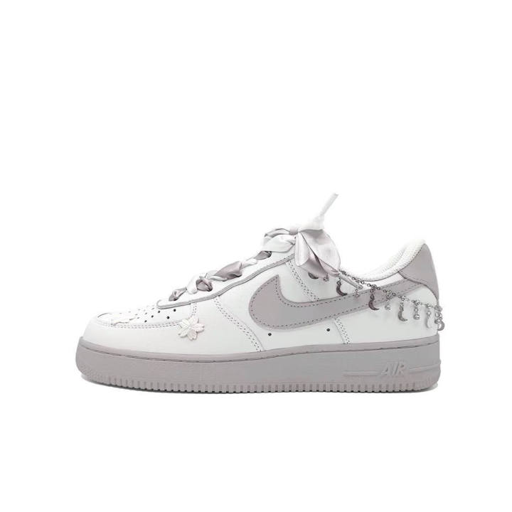 Nike Nike Air Force 1 Slip Resistant Abrasion Resistant Low top Skateboard Shoes Unisex Light Gray