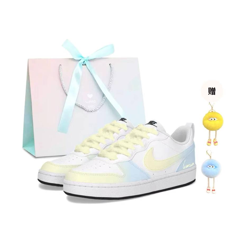 Nike Nike Court Borough Cherry Water Lemon Abrasion Resistant Low top Skateboard Shoes Women's Mint Blue